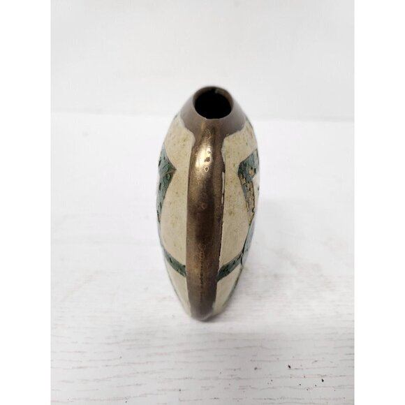 Vintage Brass And Enamel Cloisonne Vase Small Mid Century Modern Abstract India - Picture 4 of 9
